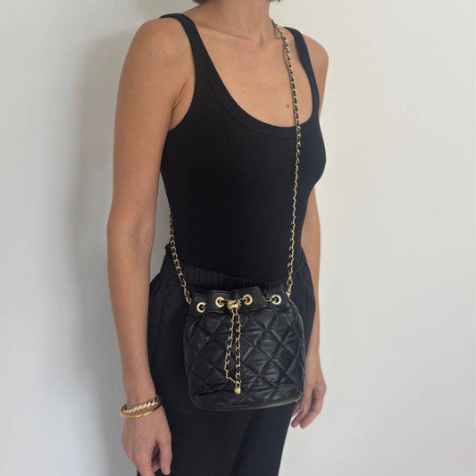 Adornia Quilted Chain Bucket Bag