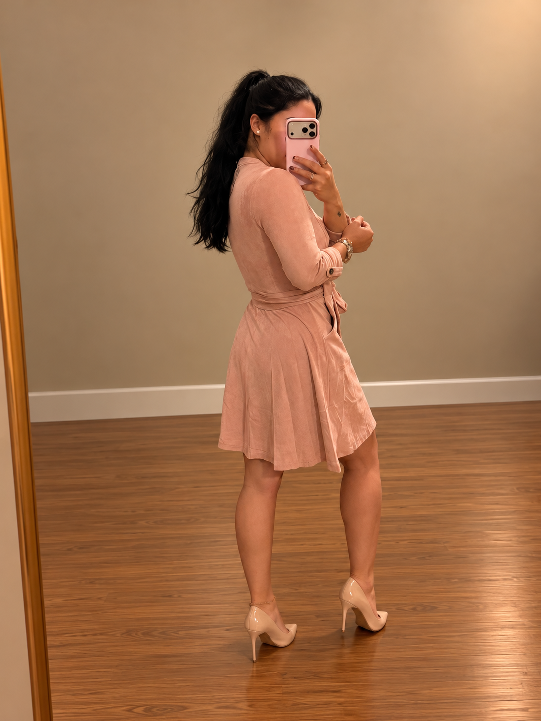 Blush Suede Dress