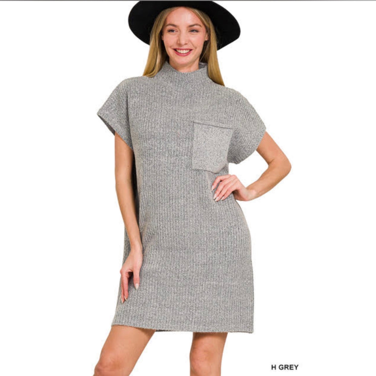 Ribbed Mock Neck Sweater Dress.