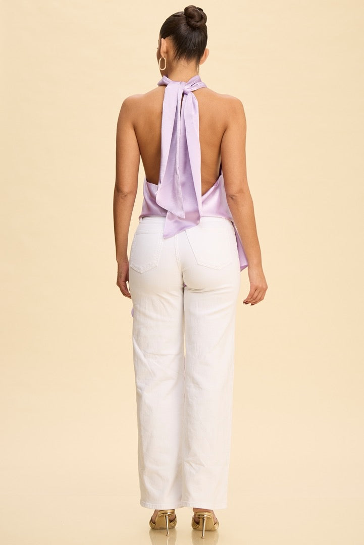 Top con drapeado Lavender Muse