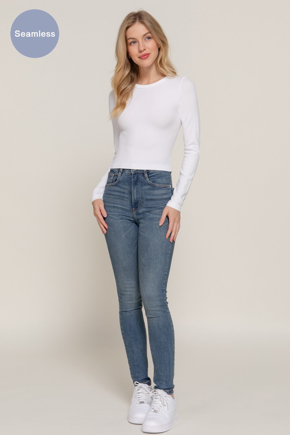 Rib Seamless Long Sleeve Top