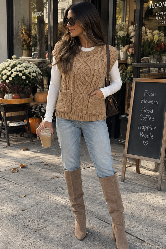 The Aspen Cable Knit Vest