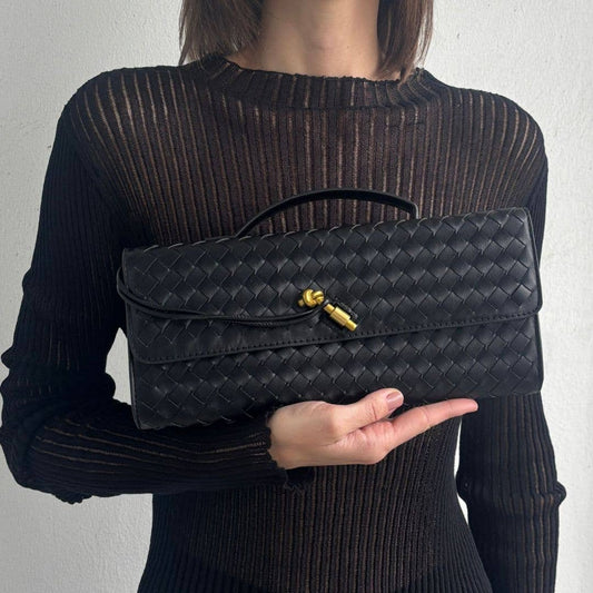 Adornia Woven Baguette Bag — Black