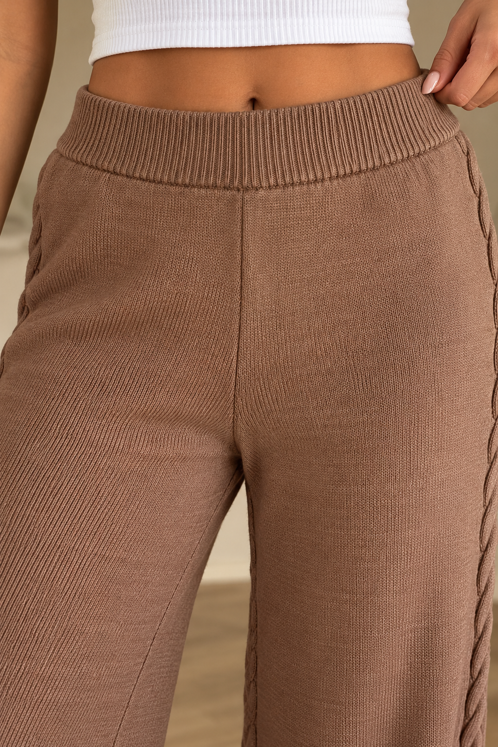 Mocha Cable Knit Pants