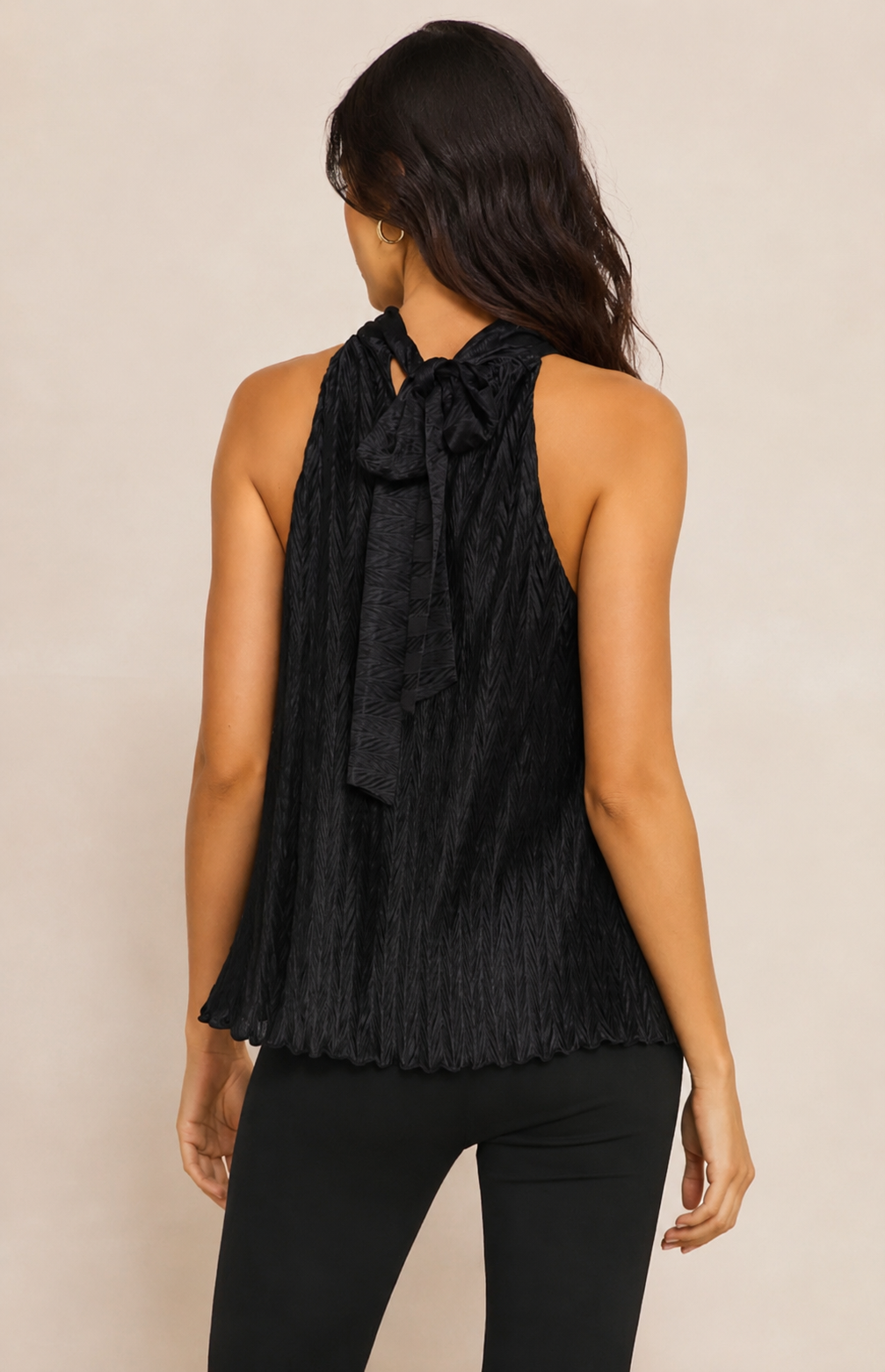 The Noir Pleated Halter Top