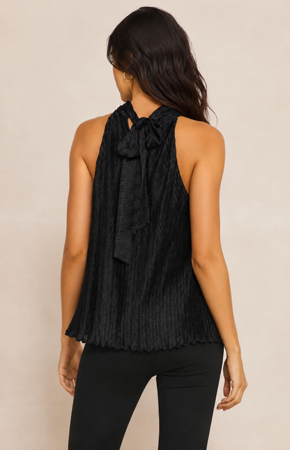 The Noir Pleated Halter Top