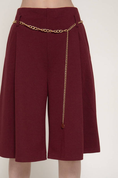 High Waist Knit Short with Chain Belt