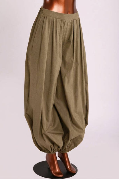 Wide Balloon Hem Long Pants