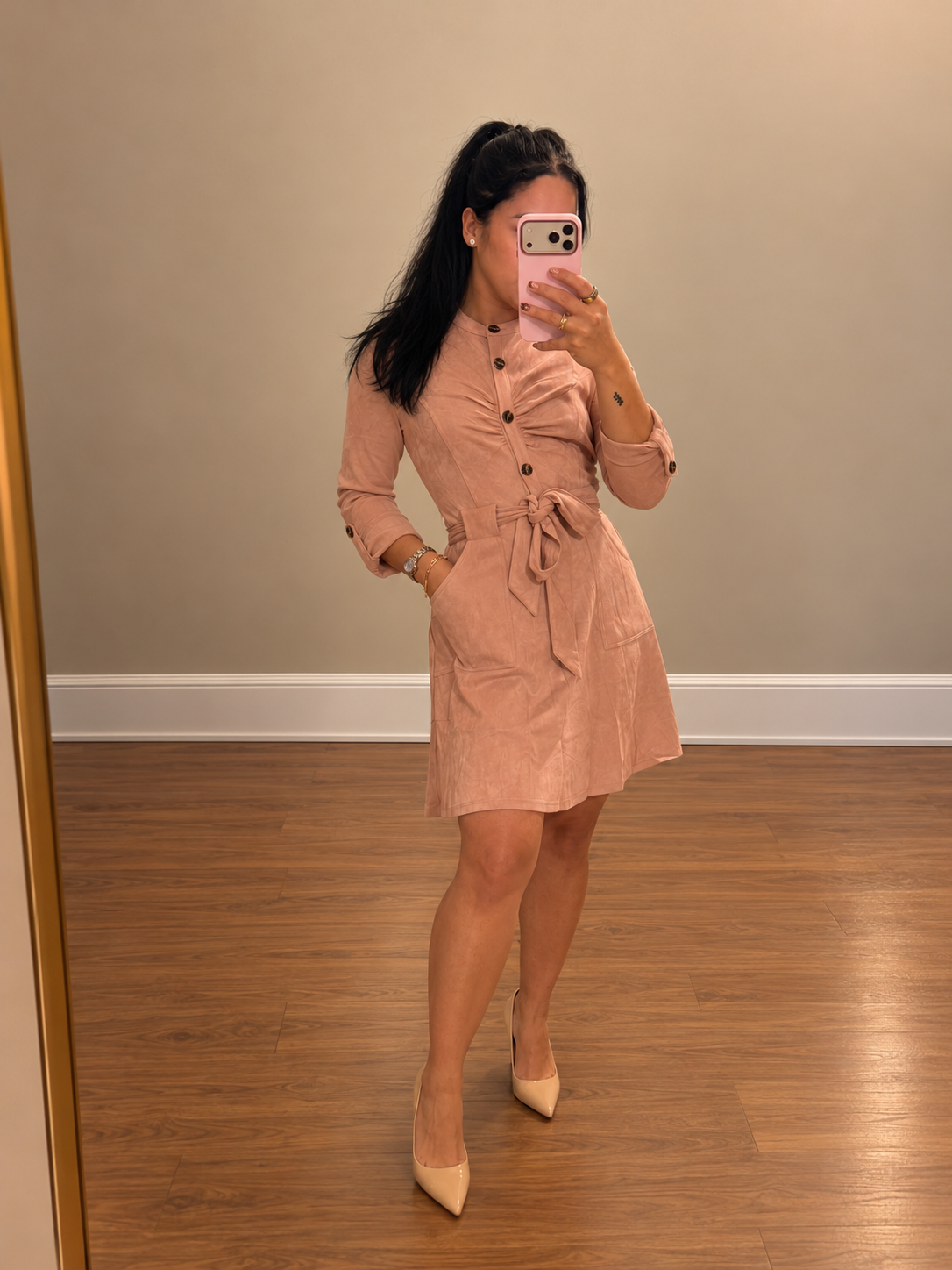 Blush Suede Dress