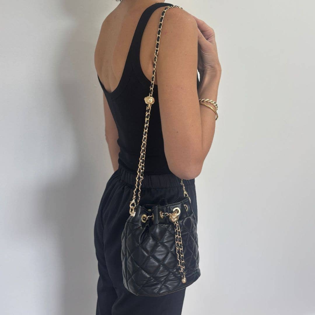 Adornia Quilted Chain Bucket Bag