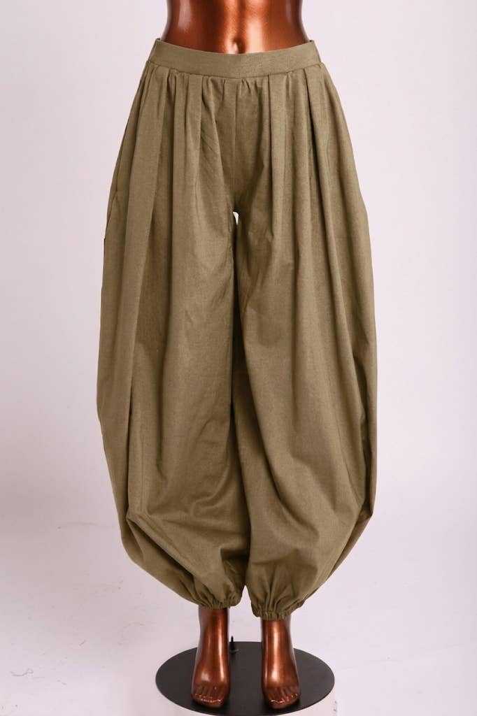 Wide Balloon Hem Long Pants