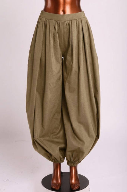 Wide Balloon Hem Long Pants