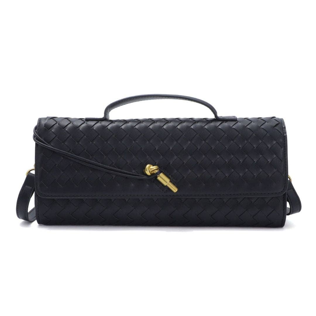 Adornia Woven Baguette Bag — Black