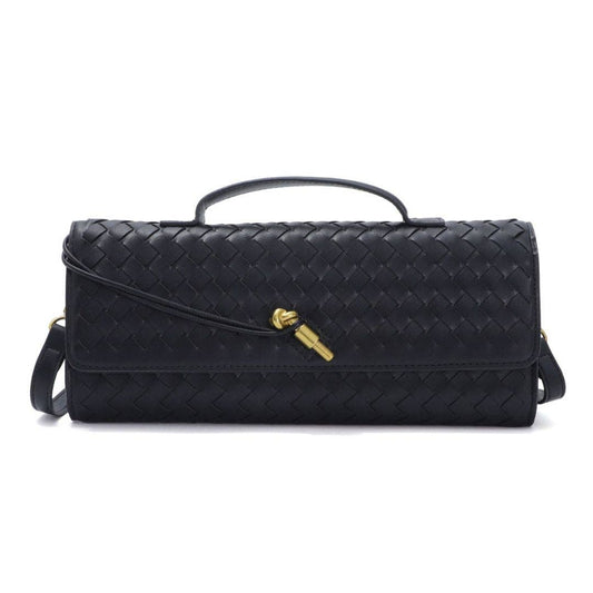 Adornia Woven Baguette Bag — Black