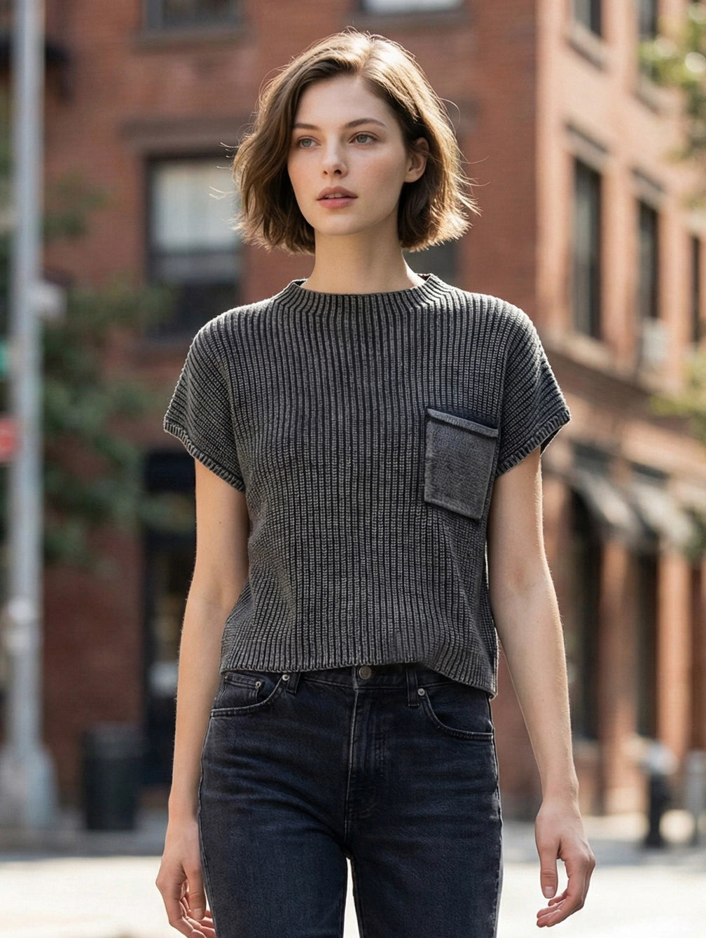 Zenana Charcoal Cozy Knit Vest