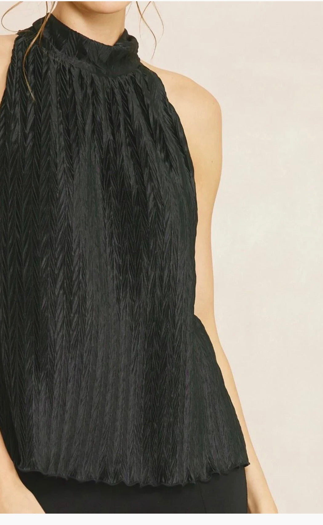 The Noir Pleated Halter Top