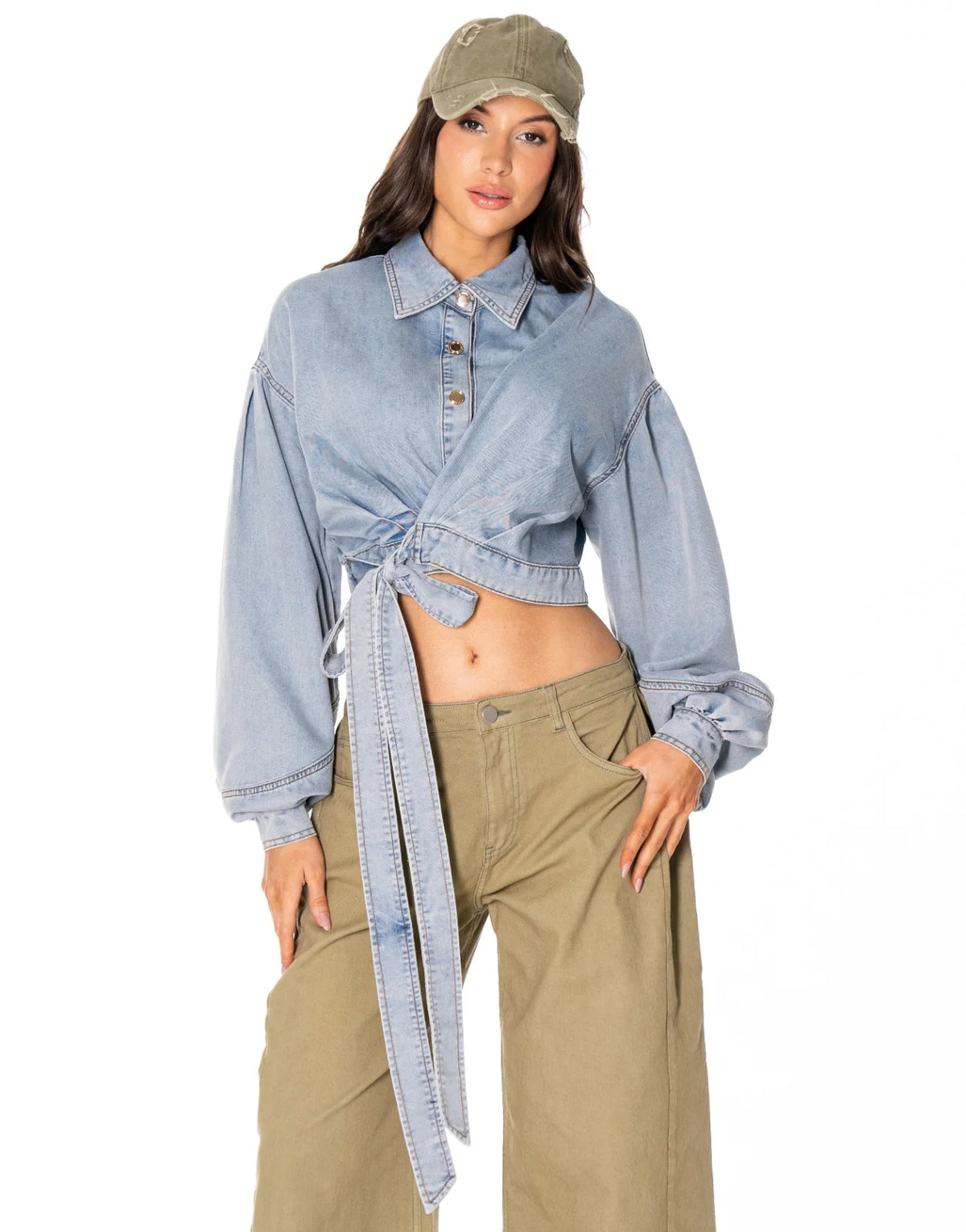 Denim Wrap Top