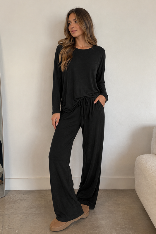 Round Neck Oversized Long Sleeve Top & Pants Set