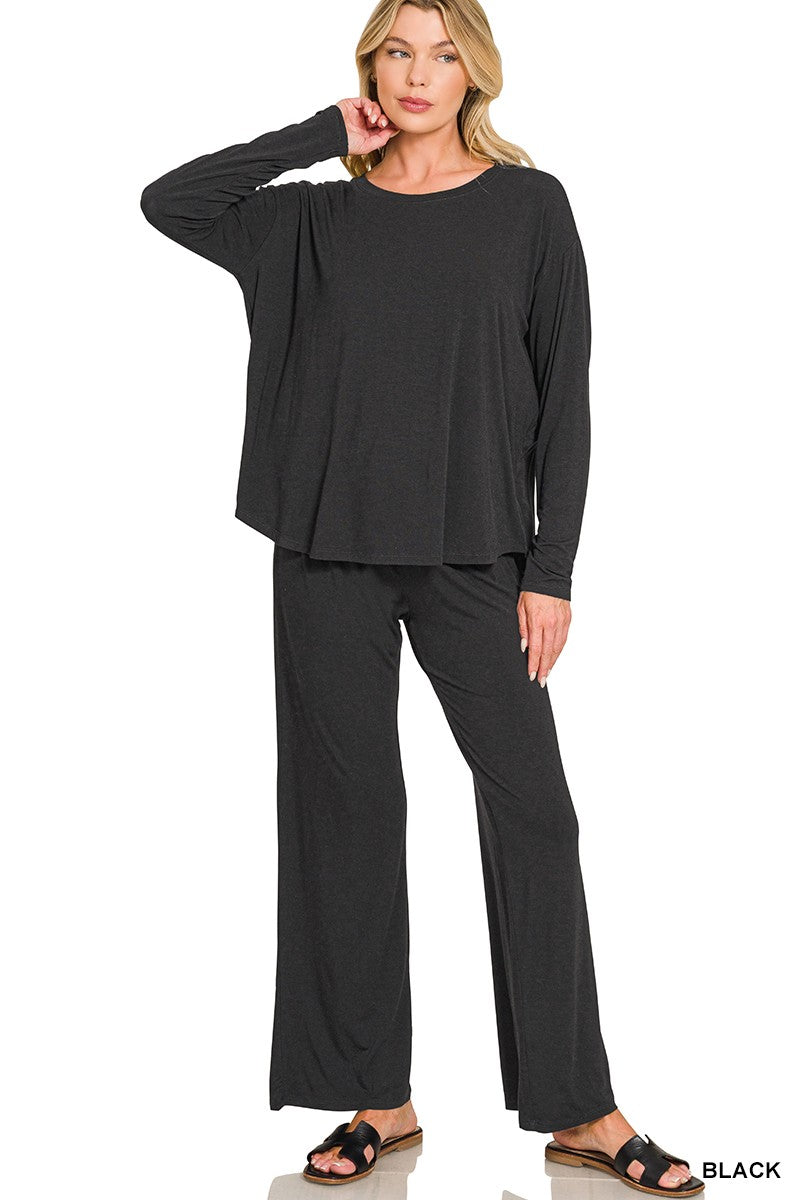 Round Neck Oversized Long Sleeve Top & Pants Set