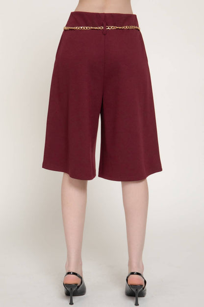 High Waist Knit Short with Chain Belt
