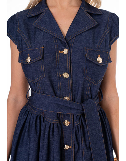 Button-Up Denim Midi Dress