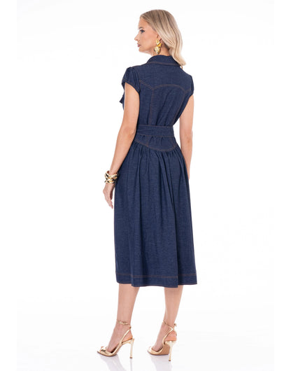 Button-Up Denim Midi Dress