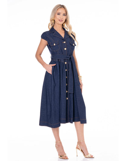 Button-Up Denim Midi Dress